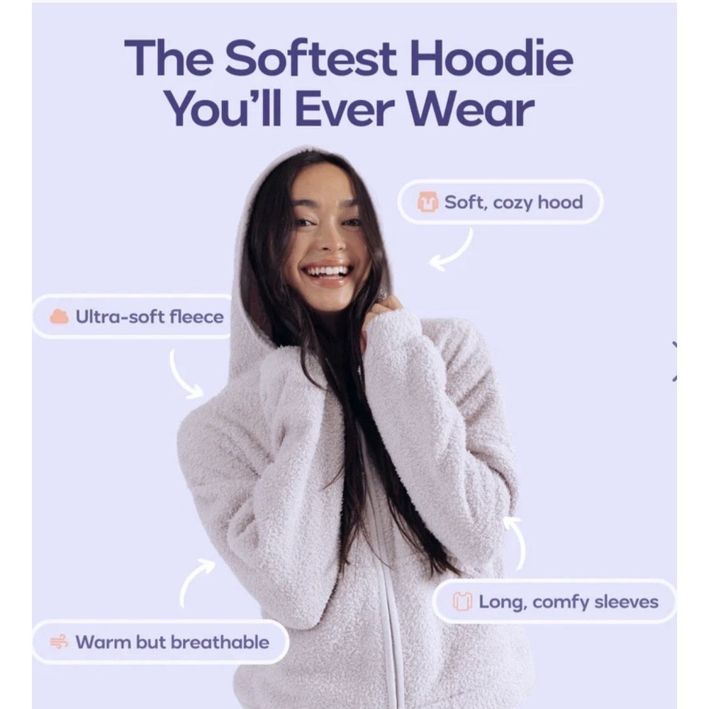 MellowSoft Zip-up Hoodie Super Soft Full Zip Fleece Long Sleeve Cozy Lilac XL - Picture 2 of 13